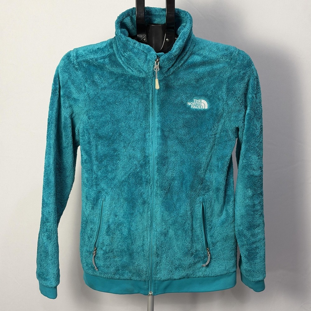 The North Face Osito Jacket Womens Small Teal‎ Blue Fuzzy Fleece Full Zip